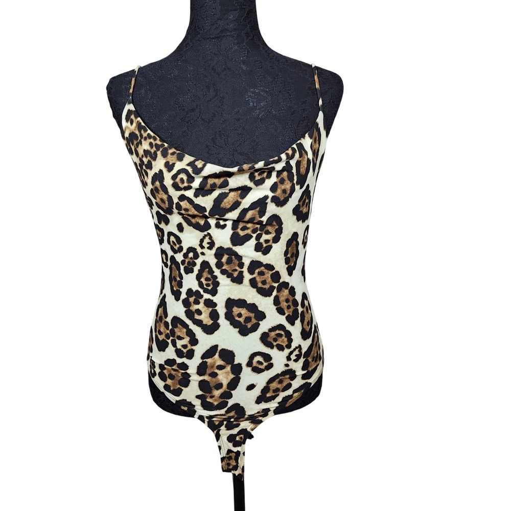 Lulus‎ Animal Print Bodysuit Cowl Neck Sleeveless Top Women's Size S